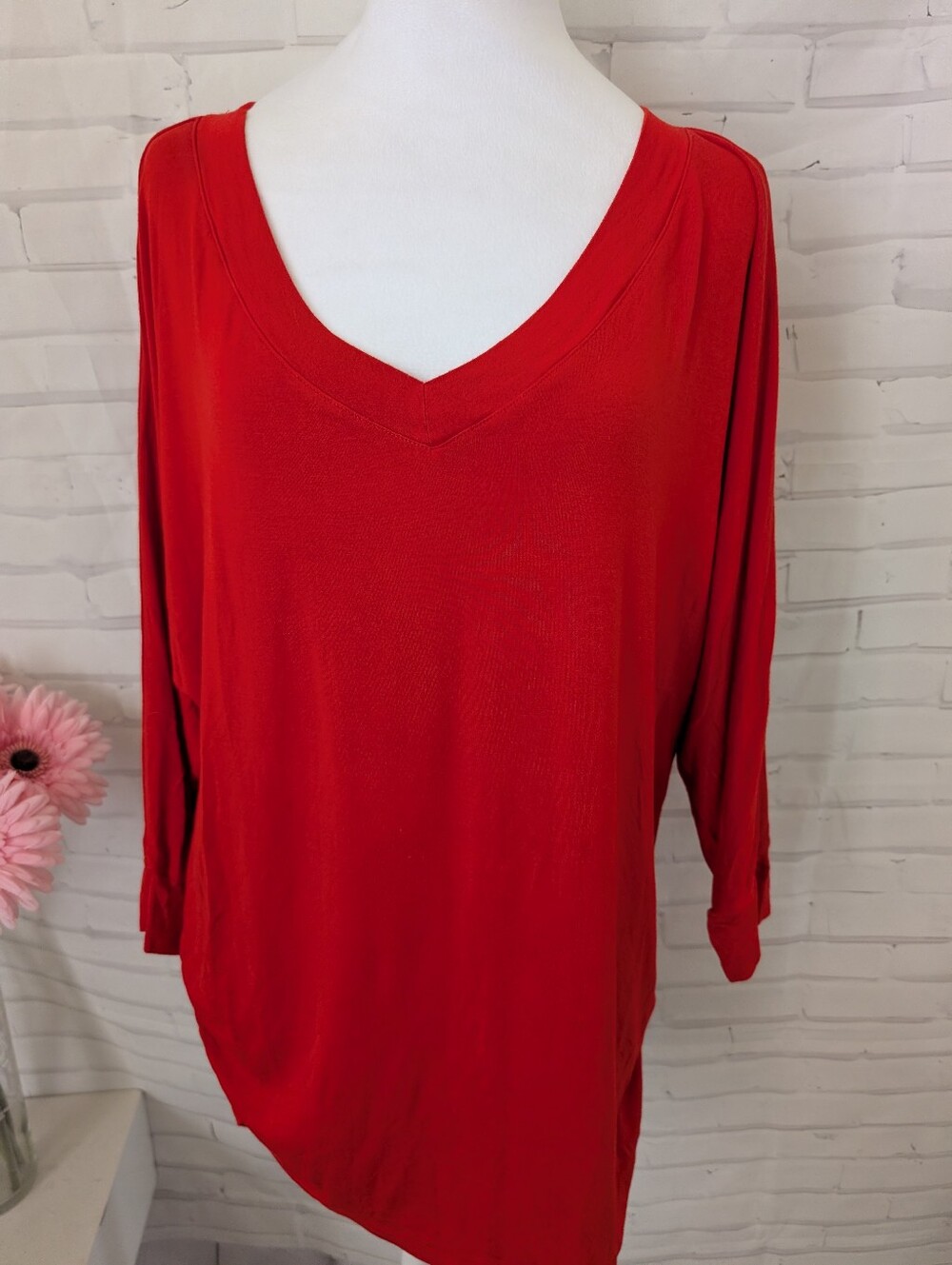 Thanth Red V-Neck Women's Top